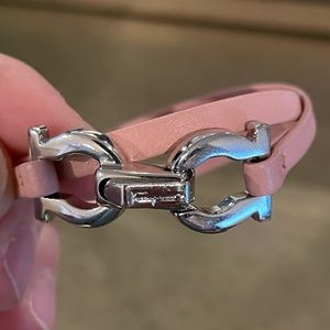 Salvatore Ferragamo Gancini Wrap Leather Bracelet, Light Pink